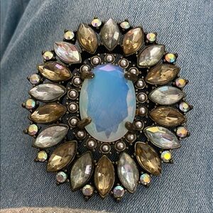 Elegant Multicolor Gemstone Brooch